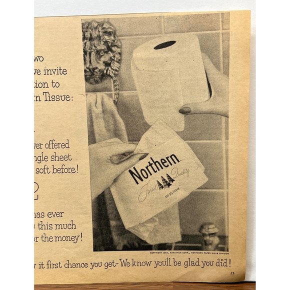 Northern Tissue Toilet Paper Vintage Print Ad 1954 Bathroom Decor - Picture 4 of 5